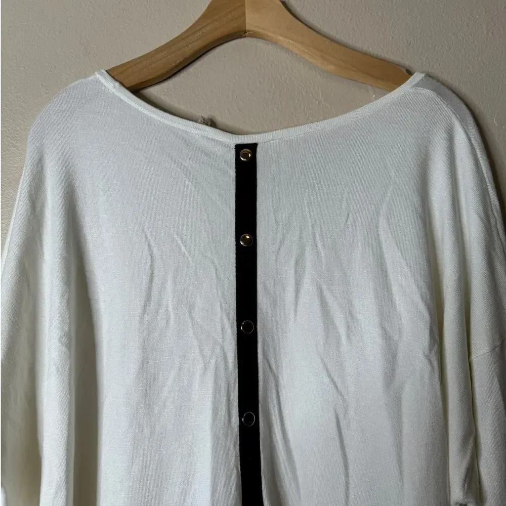 Soft Surroundings Women's Plus 2X Trieste Button-Back Cream Sweater
